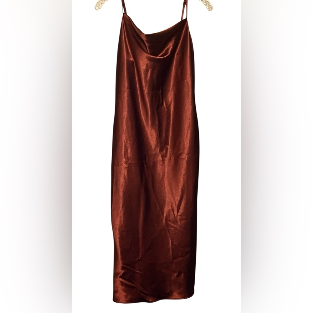 Altar'd State Copper Satin Maxi Slip Dress M